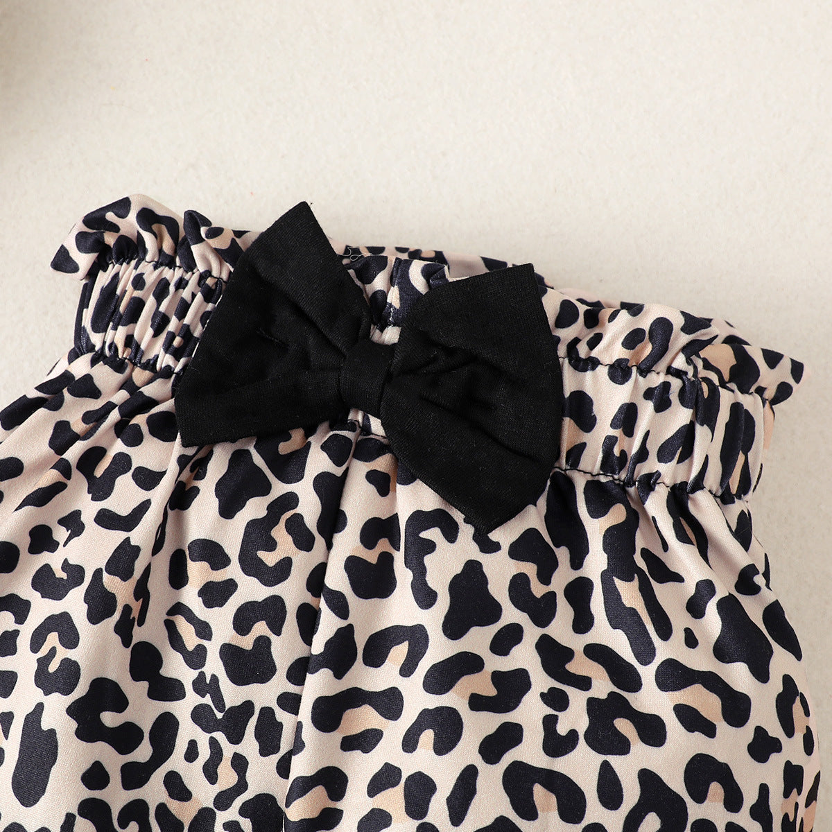 Infant Cotton Long-sleeved Tight Romper Plus Leopard Patterned Pants