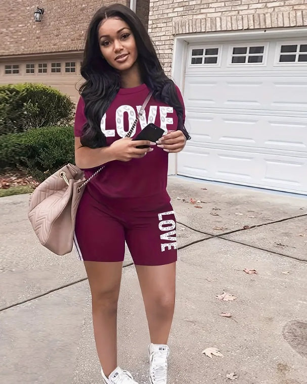 Love Print Casual Two-piece Set