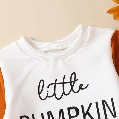 Infant Halloween Pumpkin Letter Color Matching Long-sleeved Triangle Romper