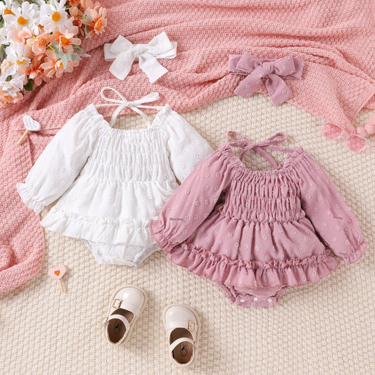 Two-color Embroidery SUNFLOWER Lace-up Long Sleeve Irregular Dress