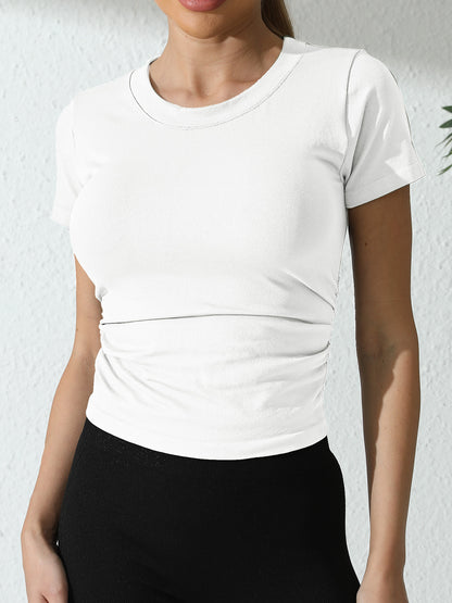 Solid Color Round Neck Sports T Shirt