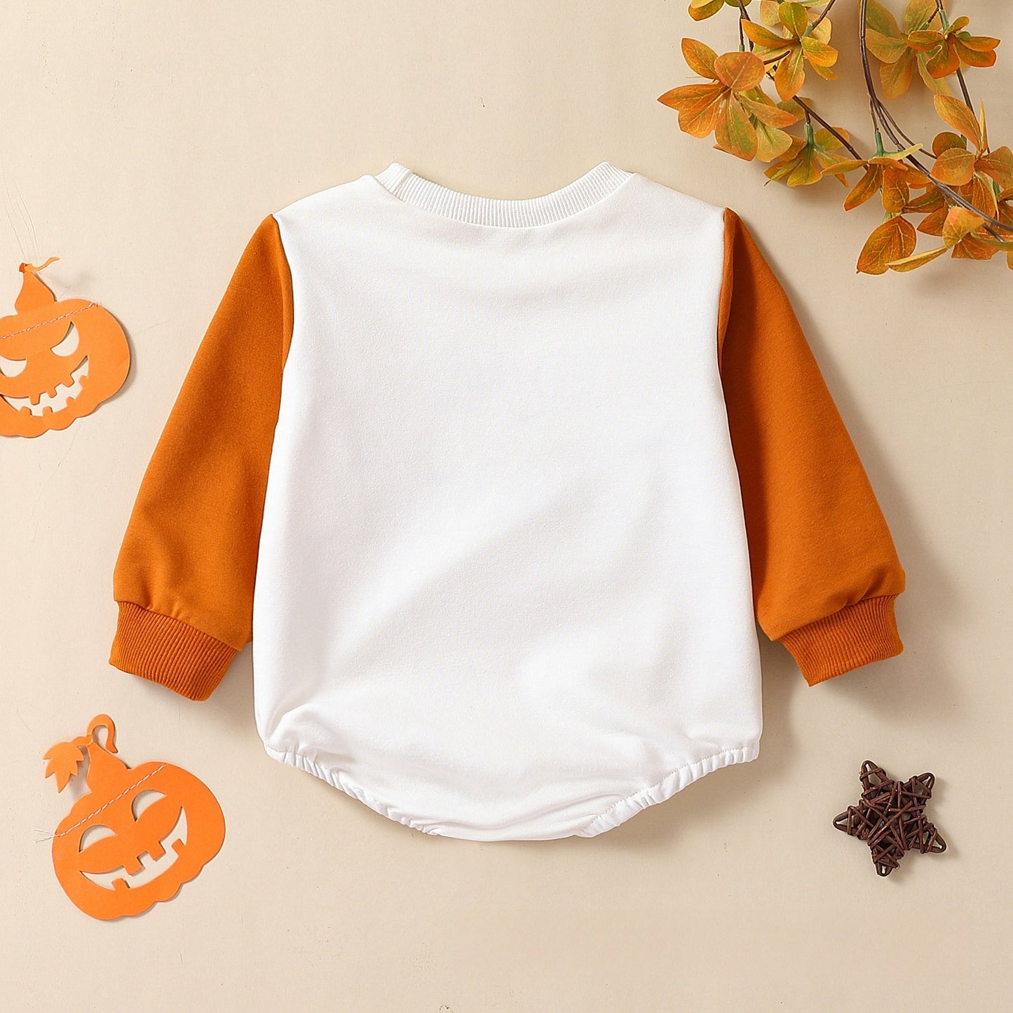 Infant Halloween Pumpkin Letter Color Matching Long-sleeved Triangle Romper