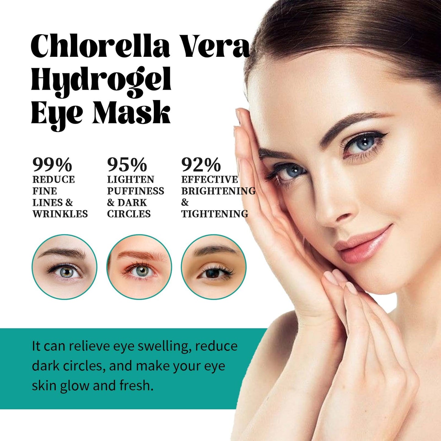 EELHOE Chlorella Vera Hydrogel Eye Mask, Moisturizing Desalination Eye Grain Compact Fine Grain Soft Skin Hydrating Eye Mask