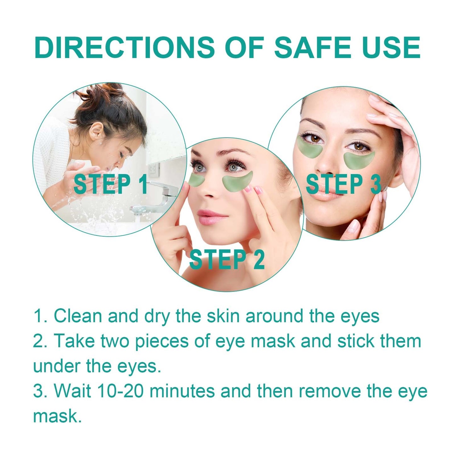 EELHOE Chlorella Vera Hydrogel Eye Mask, Moisturizing Desalination Eye Grain Compact Fine Grain Soft Skin Hydrating Eye Mask