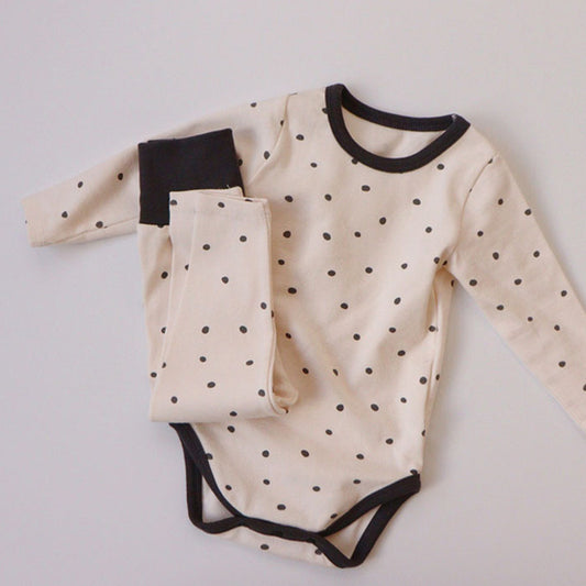 Long Sleeve Trousers Split High Waist Baby Bodysuit Suit